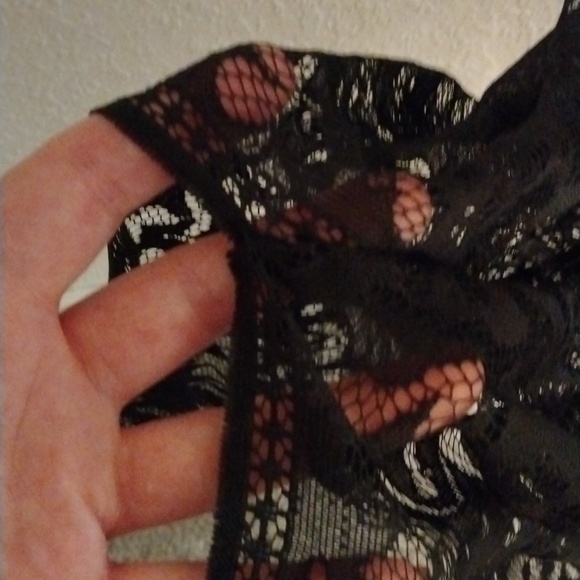 NWOT LACE KIMONO Open Front Fringe  Black Size 2X - Picture 8 of 8